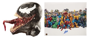 Stan Lee Signed Collection of (2) Items with 16 x 20 Photo 